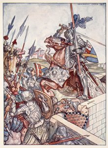 Bayard puolustaa siltaa, esimerkki Christopher Haren pubista "Bayard: The Good Knight Without Fear and Without Reproach". 1911